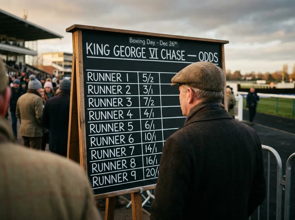 King George VI Chase odds board showing ante-post prices at Kempton Park