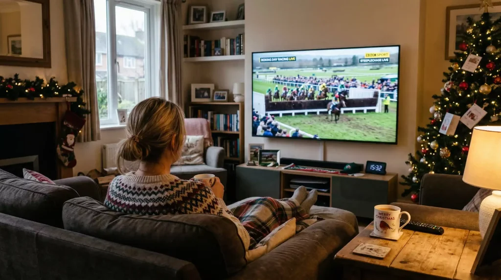 Watching King George VI Chase on television at home